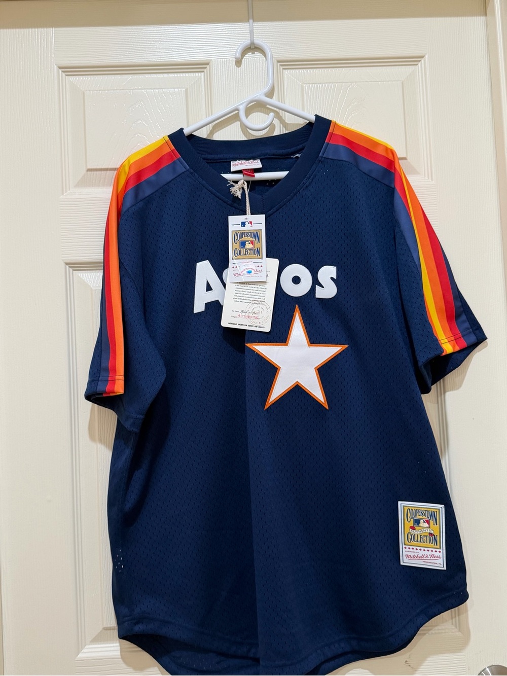 Astros Navy Kids Jersey Top with Rainbow Shoulder Stripes